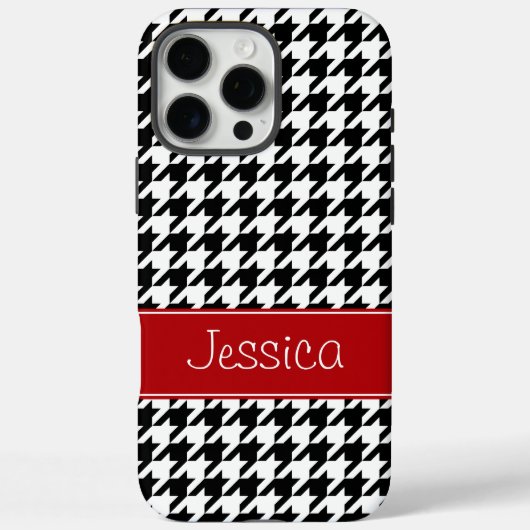 Preppy Red en Black Houndstooth op maat Case-Mate iPhone Case (Achterkant)