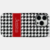 Preppy Red en Black Houndstooth op maat Case-Mate iPhone Case (Achterkant (horizontaal))