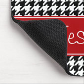 Preppy Red en Black Houndstooth op maat Muismat (Hoek)