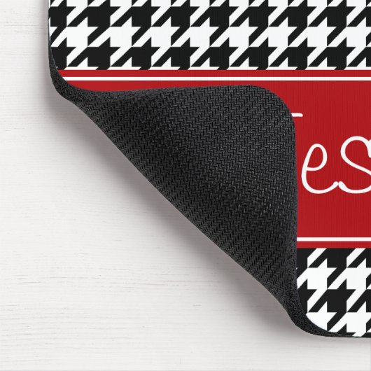 Preppy Red en Black Houndstooth op maat Muismat (Hoek)