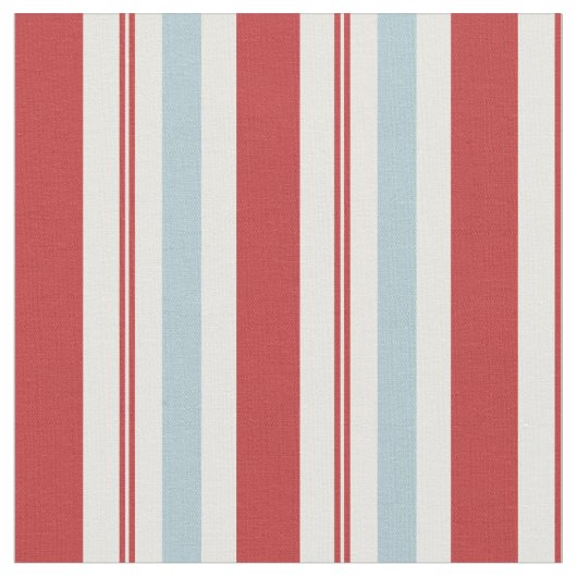 Preppy Red en Blue Stripes Pattern Stof (Close Up)