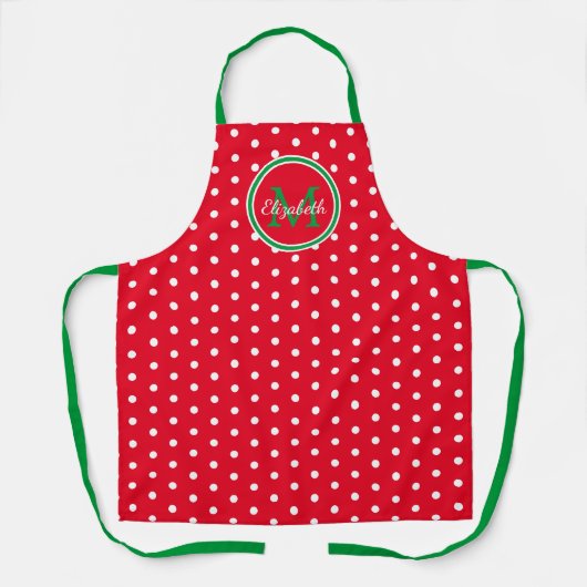 Preppy Red Green en White Polka Dot Monogram Schort (Voorkant)