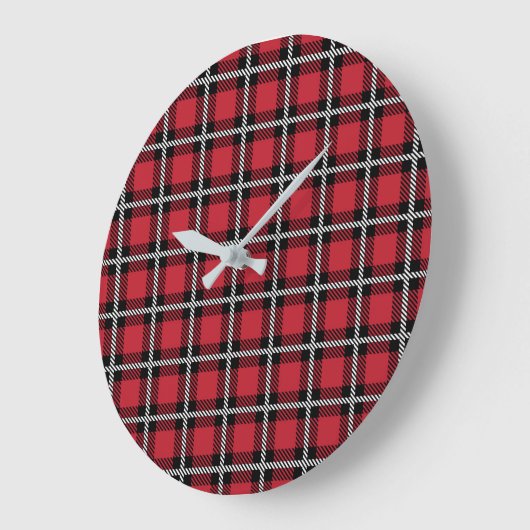 Preppy Red Grid Check Design Grote Klok (Hoek)