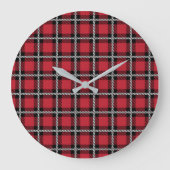 Preppy Red Grid Check Design Grote Klok (Voorkant)