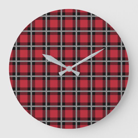 Preppy Red Grid Check Design Grote Klok (Voorkant)