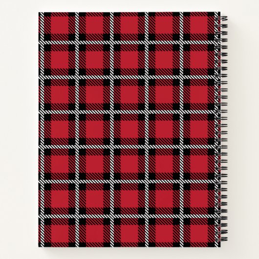 Preppy Red Grid Check Design Notitieboek (Achterkant)