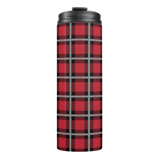 Preppy Red Grid Check Design Thermosbeker (Voorkant)
