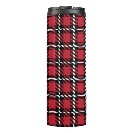 Preppy Red Grid Check Design Thermosbeker (Achterkant)