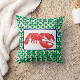 Preppy Red Lobster Green Link Patroon Kussen