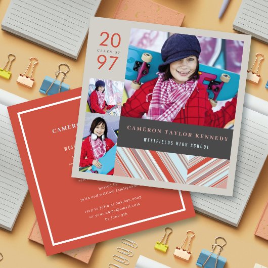 Preppy Red Pin Stripes Fotogradatie Partij Kaart