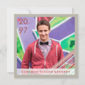 Preppy Red Pin Stripes Fotogradatie Partij Kaart (Voorkant)