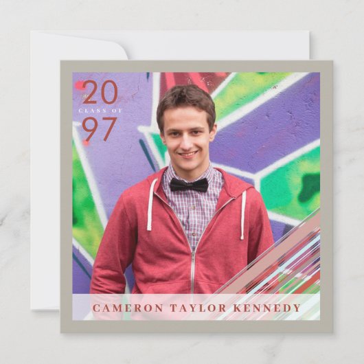 Preppy Red Pin Stripes Fotogradatie Partij Kaart (Voorkant)