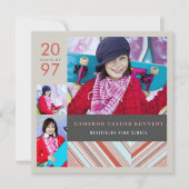 Preppy Red Pin Stripes Fotogradatie Partij Kaart (Voorkant)