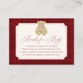 Preppy Red Plaid Teddy Bear Book Request Informatiekaartje (Voorkant)