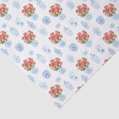 Preppy Red Poinsettia Ginger Jar Kerstfeestdag Tissuepapier (Detail)