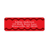 Preppy Red Scallop Holiday Kaart Retouradres Etiket (Voorkant)