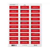 Preppy Red Scallop Holiday Kaart Retouradres Etiket (Full Sheet)