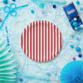 Preppy Red Stripe Pastel Paper Plates Papieren Bordje (Feest)