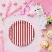 Preppy Red Stripe Pastel Paper Plates Papieren Bordje (Feest)
