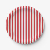 Preppy Red Stripe Pastel Paper Plates Papieren Bordje (Voorkant)