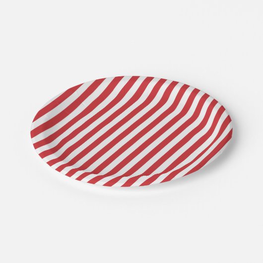 Preppy Red Stripe Pastel Paper Plates Papieren Bordje (Gekanteld)