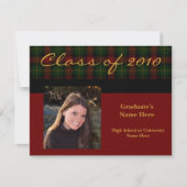 Preppy Red Tartan Pset 2010Afstuderen Kaart (Voorkant)