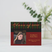 Preppy Red Tartan Pset 2010Afstuderen Kaart (Staand voorkant)