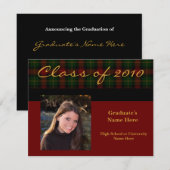 Preppy Red Tartan Pset 2010Afstuderen Kaart (Voorkant / Achterkant)