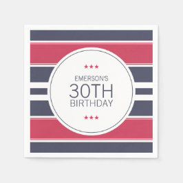 Preppy Red, White & Blue Birthday Paper Napkins Servet