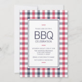 Preppy Red, White & Blue Pset BBQ Party Invitation Kaart (Voorkant)