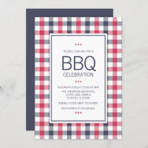 Preppy Red, White & Blue Pset BBQ Party Invitation