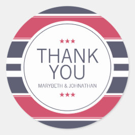 Preppy Red, White & Blue Stripe Bedankt Sticker