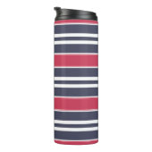 Preppy Red, White & Blue Stripe Thermal Tumbler Thermosbeker (Geroteerd rechts)