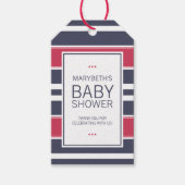 Preppy Red, White en Blue Baby shower Gift Label Cadeaulabel (Voorkant)