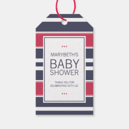 Preppy Red, White en Blue Baby shower Gift Label Cadeaulabel