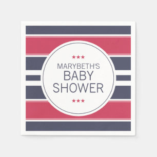 Preppy Red, White en Blue Baby shower Napkins Servet