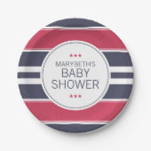 Preppy Red, White en Blue Baby shower Paper Bord (Voorkant)