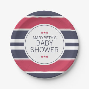 Preppy Red, White en Blue Baby shower Paper Bord