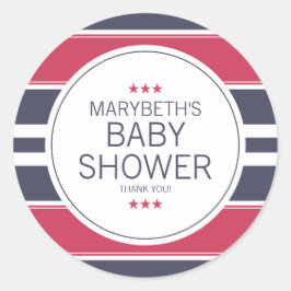 Preppy Red, White en Blue Baby shower Sticker