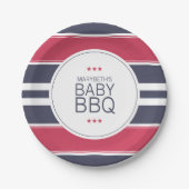 Preppy Red, White en Blue BBQ Baby shower Bord (Voorkant)