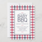 Preppy Red, White en Blue BBQ Baby shower Invitati Kaart (Voorkant)