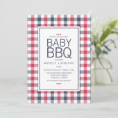 Preppy Red, White en Blue BBQ Baby shower Invitati Kaart (Staand voorkant)