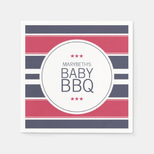 Preppy Red, White en Blue BBQ Baby shower Napkins Servet