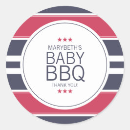 Preppy Red, White en Blue BBQ Baby shower Sticker