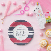 Preppy Red, White en Blue Birthday Paper Bord (Feest)