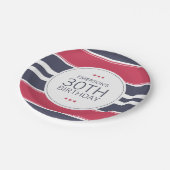 Preppy Red, White en Blue Birthday Paper Bord (Gekanteld)