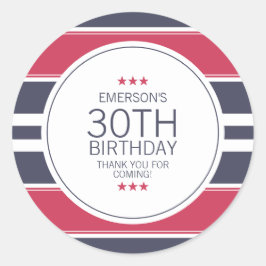 Preppy Red, White en Blue Hartelijk dank Ronde Sticker