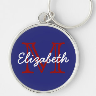 Preppy Red White en Blue Monogram Sleutelhanger