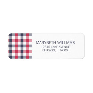 Preppy Red, White en Blue Play Return-adres Etiket