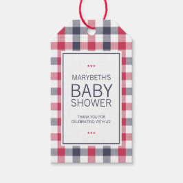 Preppy Red, White en Blue Plays Baby shower Cadeaulabel